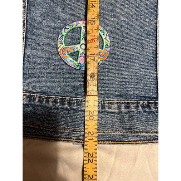 Levi's Denim Jacket W/ Woodstock & Peace Symbols Embroidered Patches XL Adult - Picture 5 of 8